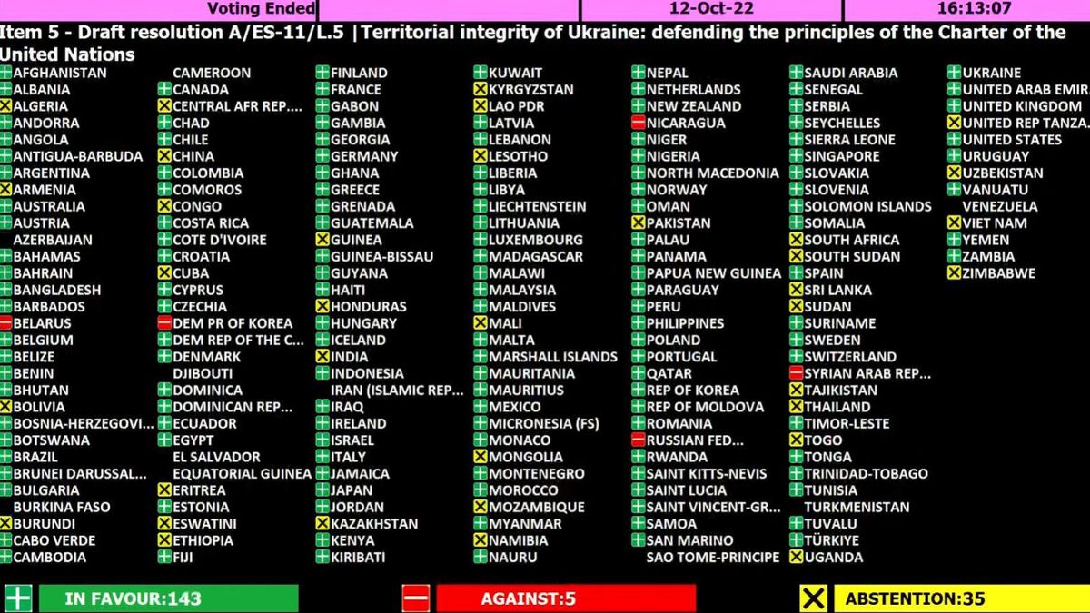 Valné shromáždění OSN odsoudilo rezolucí ruskou anexi části Ukrajiny